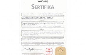 ISO 9001:2008 Kalite Yönetim Sistemi Belgesi